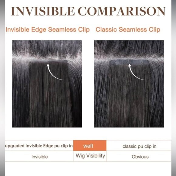 NIB 24” invisi edge chocolate brown 4A 160g clip in hair extensions - Picture 7 of 9